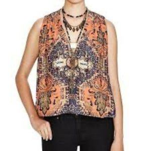 Free People Darcy India Tapestry Boxy Swing Top Size XS